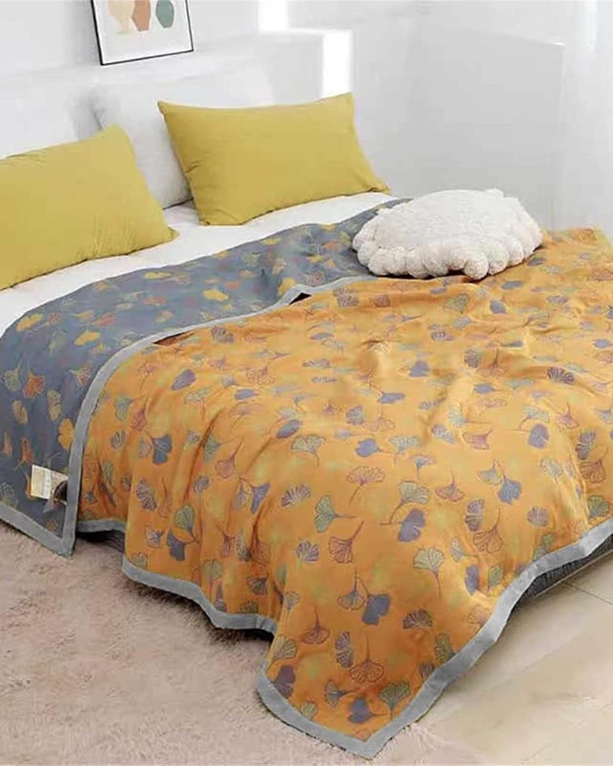 Carvallo – Lyxig bomullsfilt med fint lövmönster för värme och stil