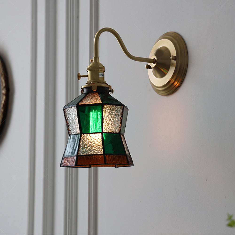 Vägglampa med vintage glas skugga armatur