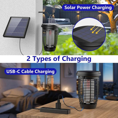 Solar Bug Zapper 2-i-1 Myggkiller Lampa – 4500V Inomhus &amp; Utomhus Fluga Fälla