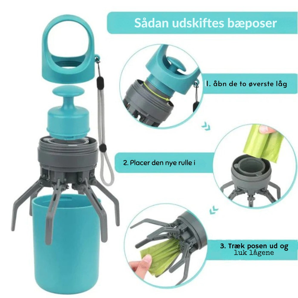 PawPull - Kompakt hundavfallsöppnare med automatisk draghandtag och bärrem