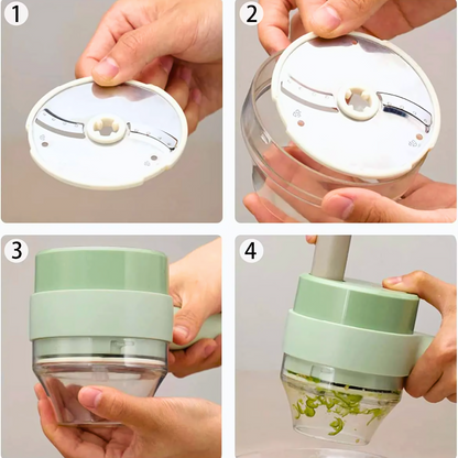 QuickChop - Trådlös 4 i 1 grönsaksskärare för enkel matlagning