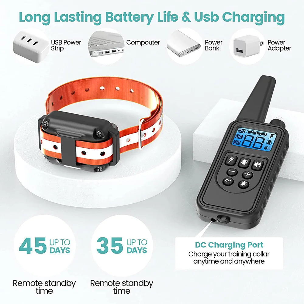 800M Uppladdningsbar Elektrisk Hundträningshalsband