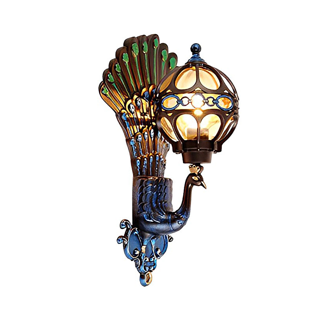 Utomhusvägglampa med vintage påfågeldesign