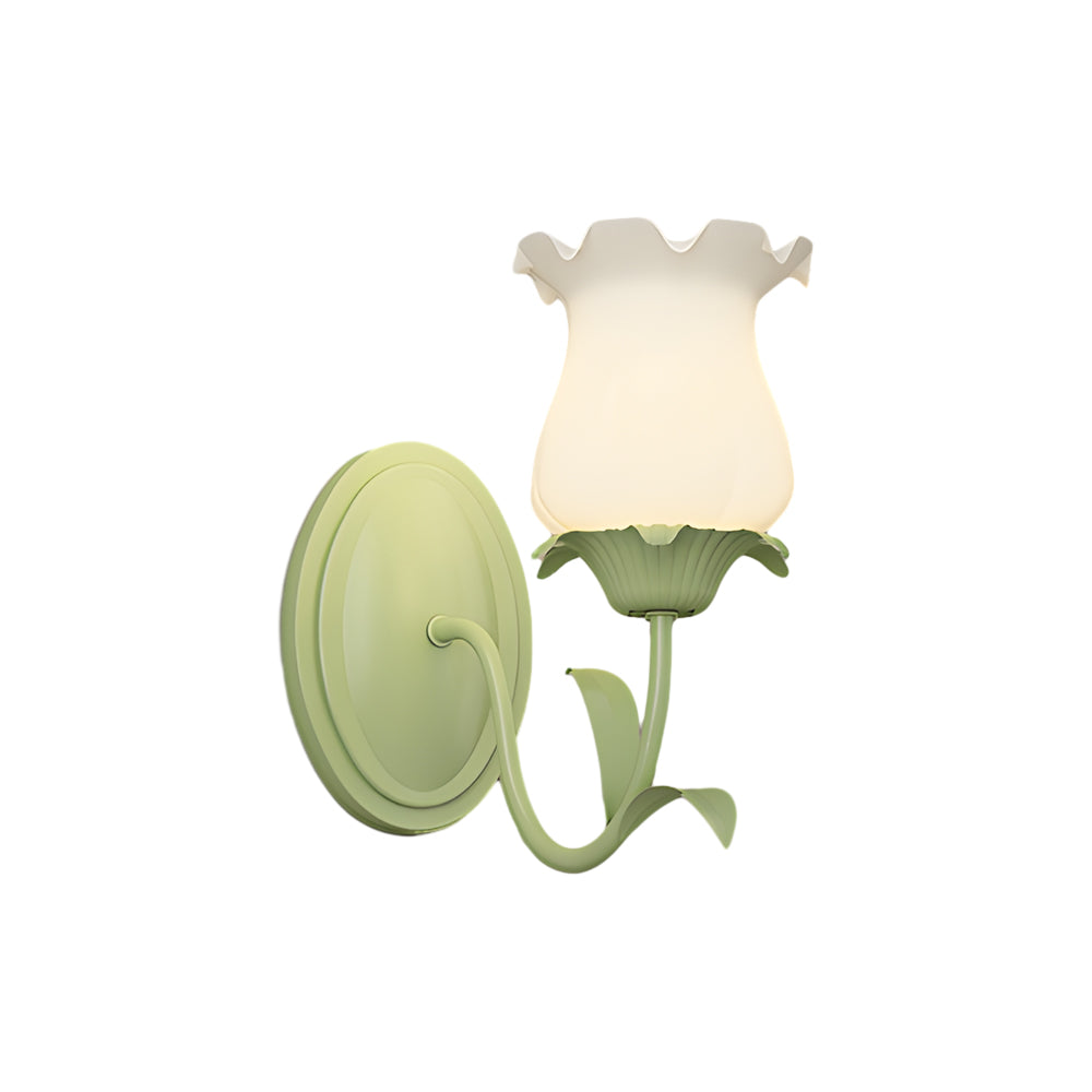 1/2-Ljuskronor Blomster Glas Tre-Stegs Dimbar Grön Vägglampa