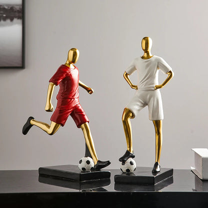 Abstract fotbollsspelare figur i unik heminredning och konstnärlighet
