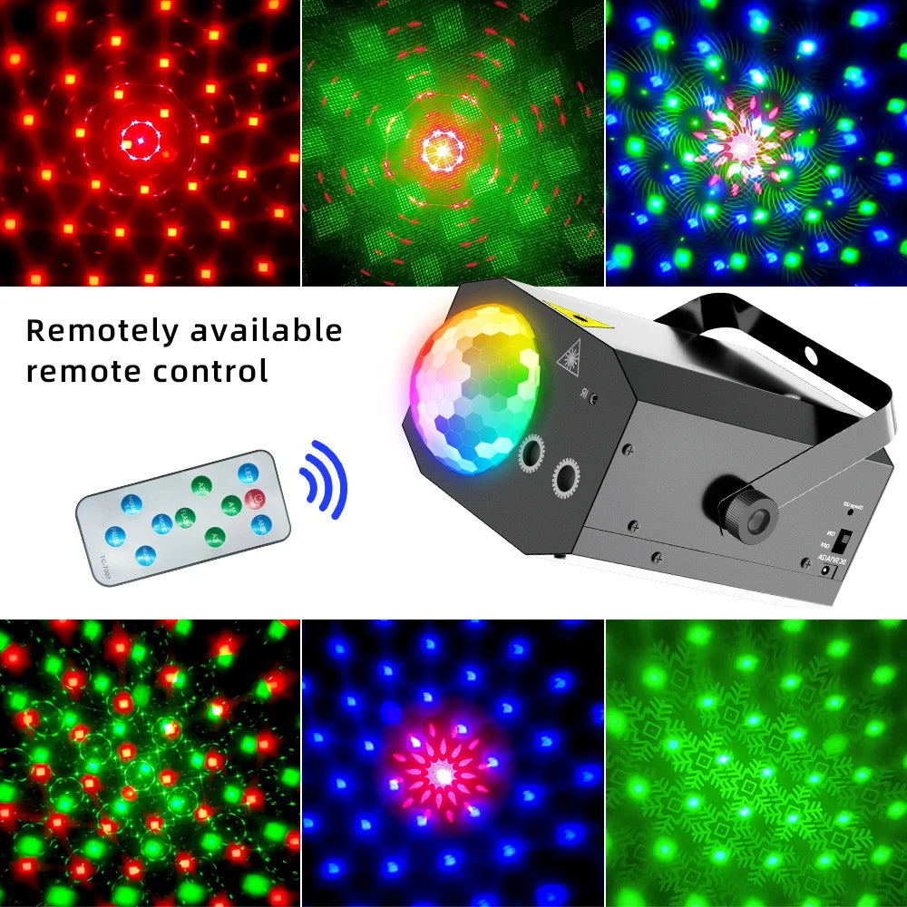 2-i-1 Laser Disco Ljus – Ljudaktiverad Stroboskop med Fjärrkontroll