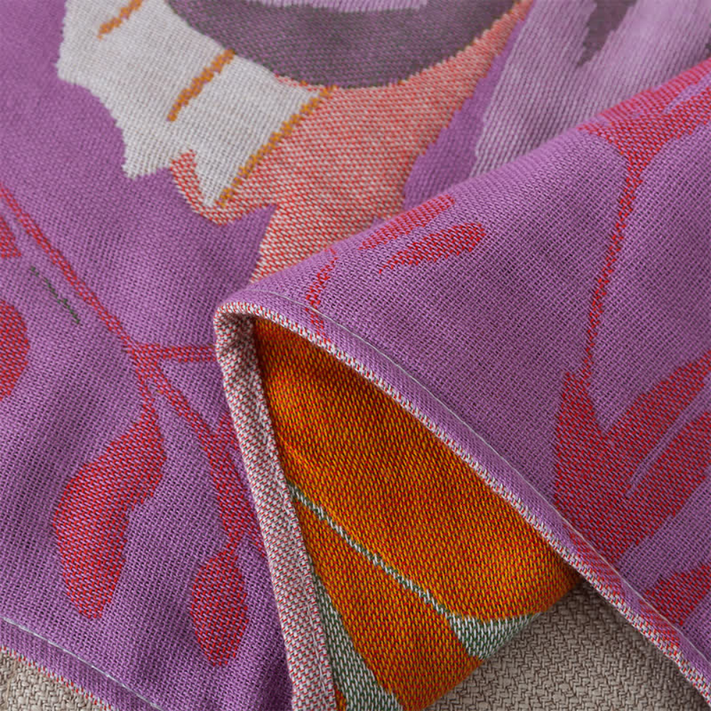 Lila Vildblomma Bomull Badhandduk