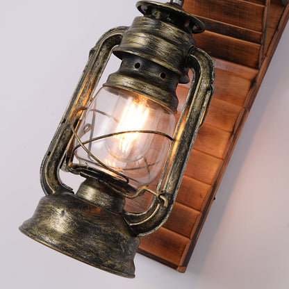 Alpine Retro Vägglampa, Brun, Vardagsrum, Metall Trä