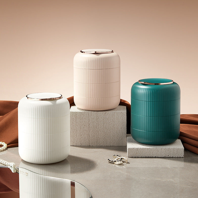 Carvallo – Stapelbar smyckeshållare med flera lager med kompakt spegel och elegant design