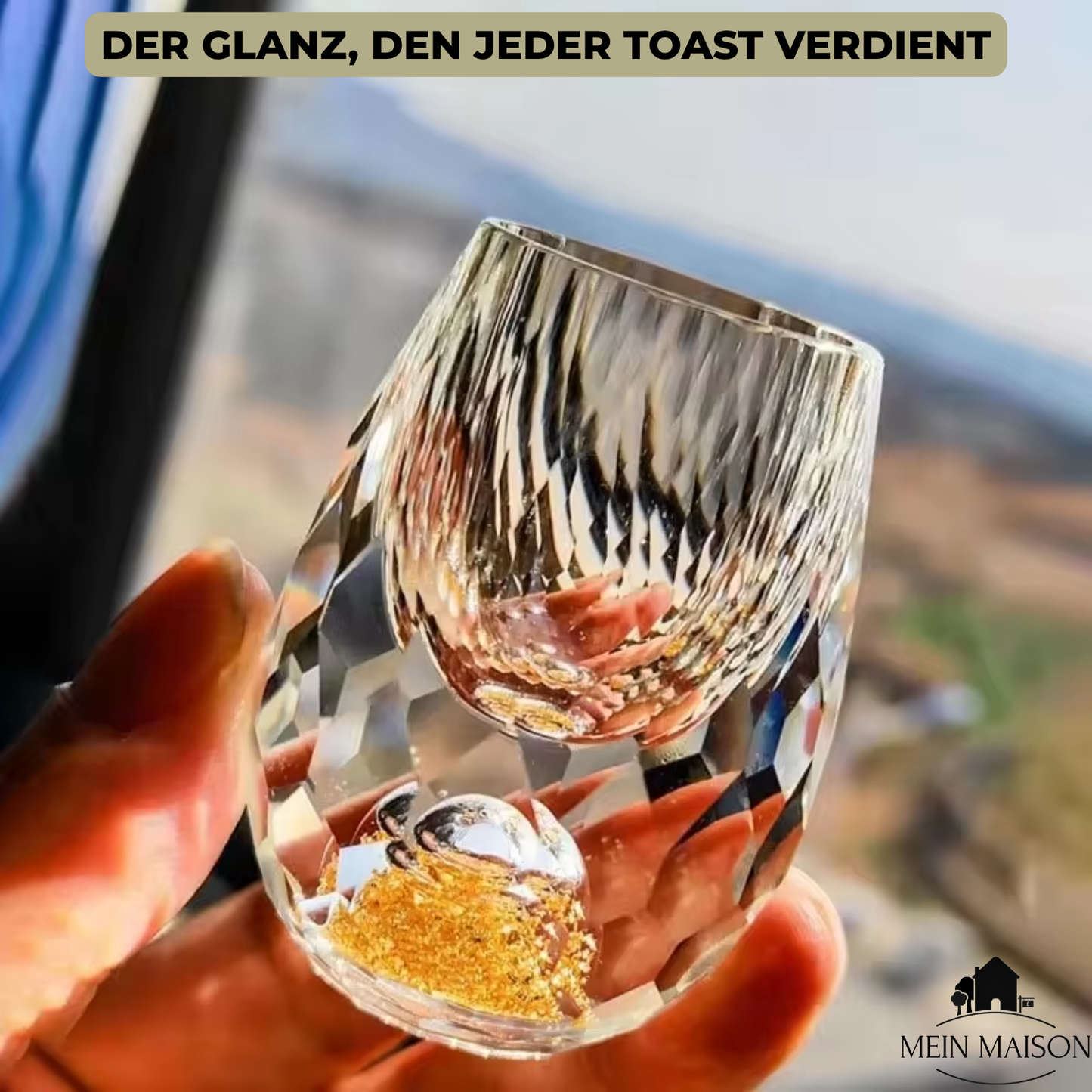 Carvallo-Snapsglas GemChisel | Luksuriös design med paljetter | Stabil & handslipad | 10 ml