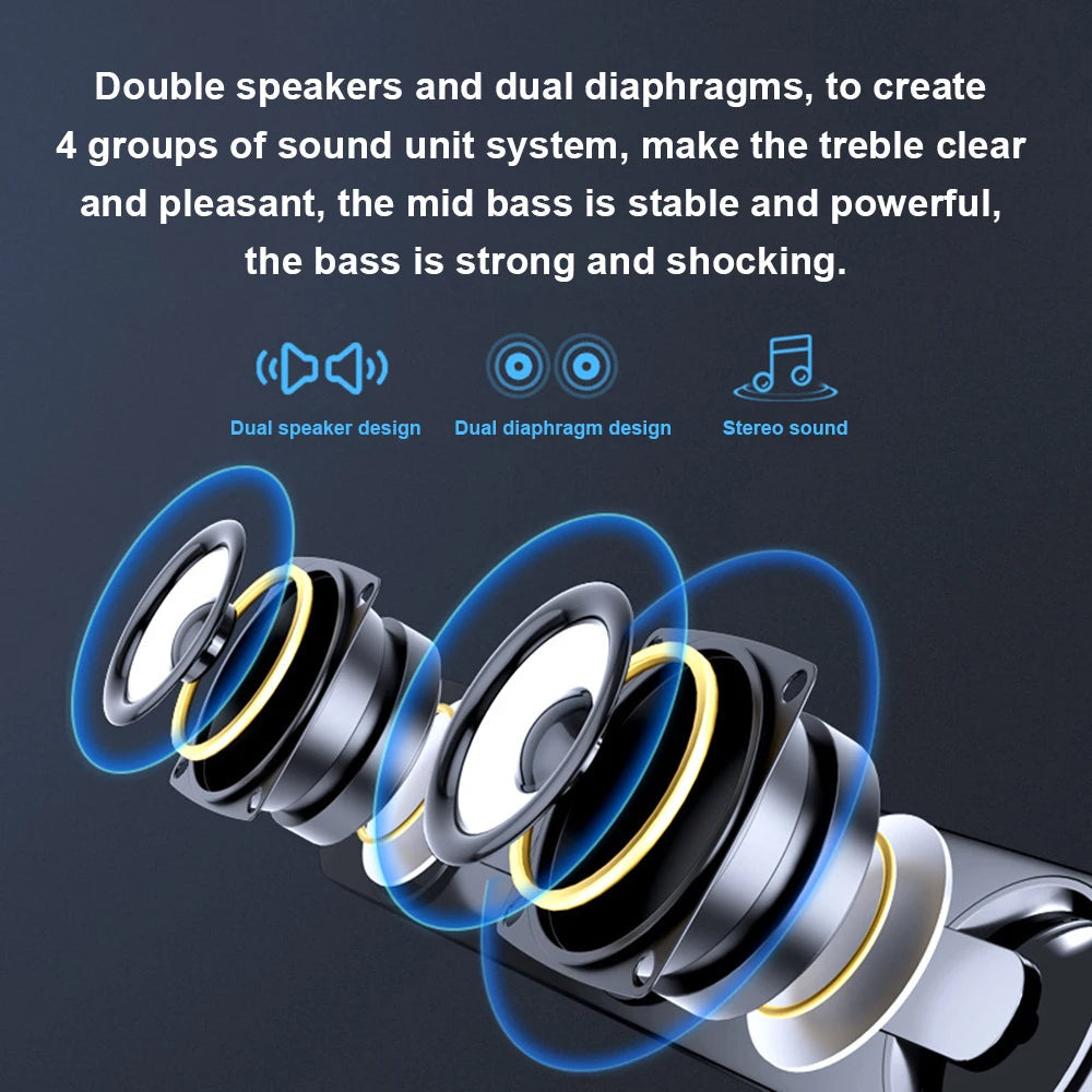 PC Soundbar Högtalare – USB-driven med LED-ljus 3,5 mm jack för Laptop &amp; TV