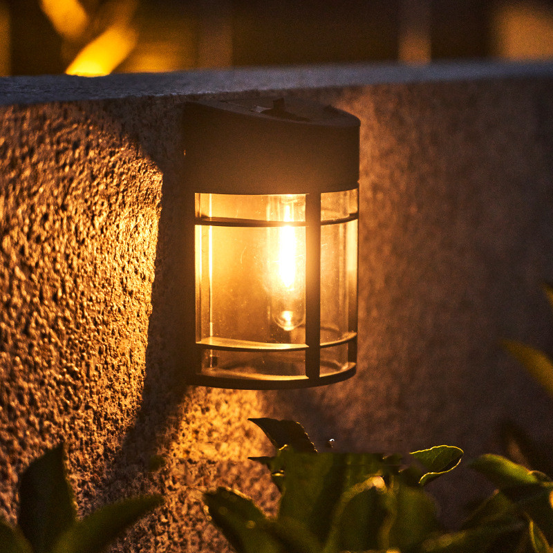 Utomhusvägglampa med glas och galler – LED trädgår belysning, väderbeständig för terrass &amp; balkong