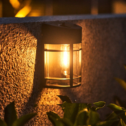 Utomhusvägglampa med glas och galler – LED trädgår belysning, väderbeständig för terrass &amp; balkong