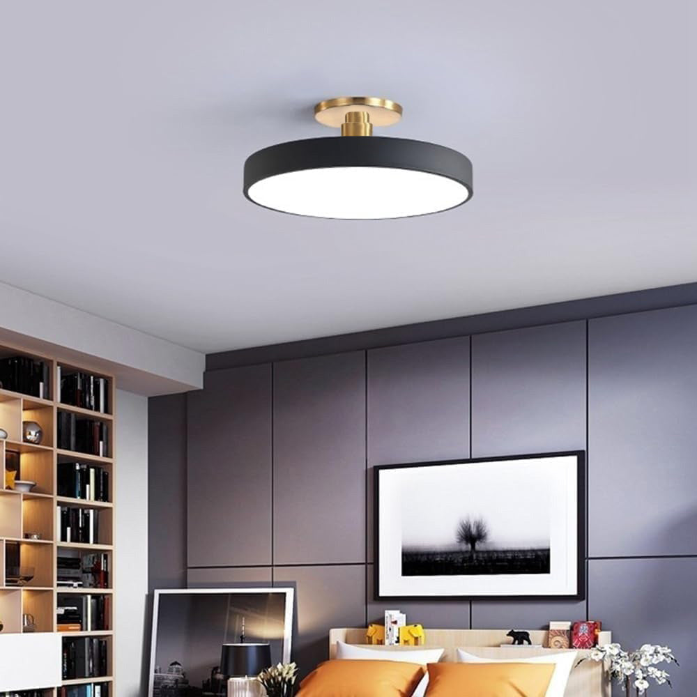 Flush Round Taklampa | Modern LED Armatur | Mjuk Glow | Metall &amp; Akryl