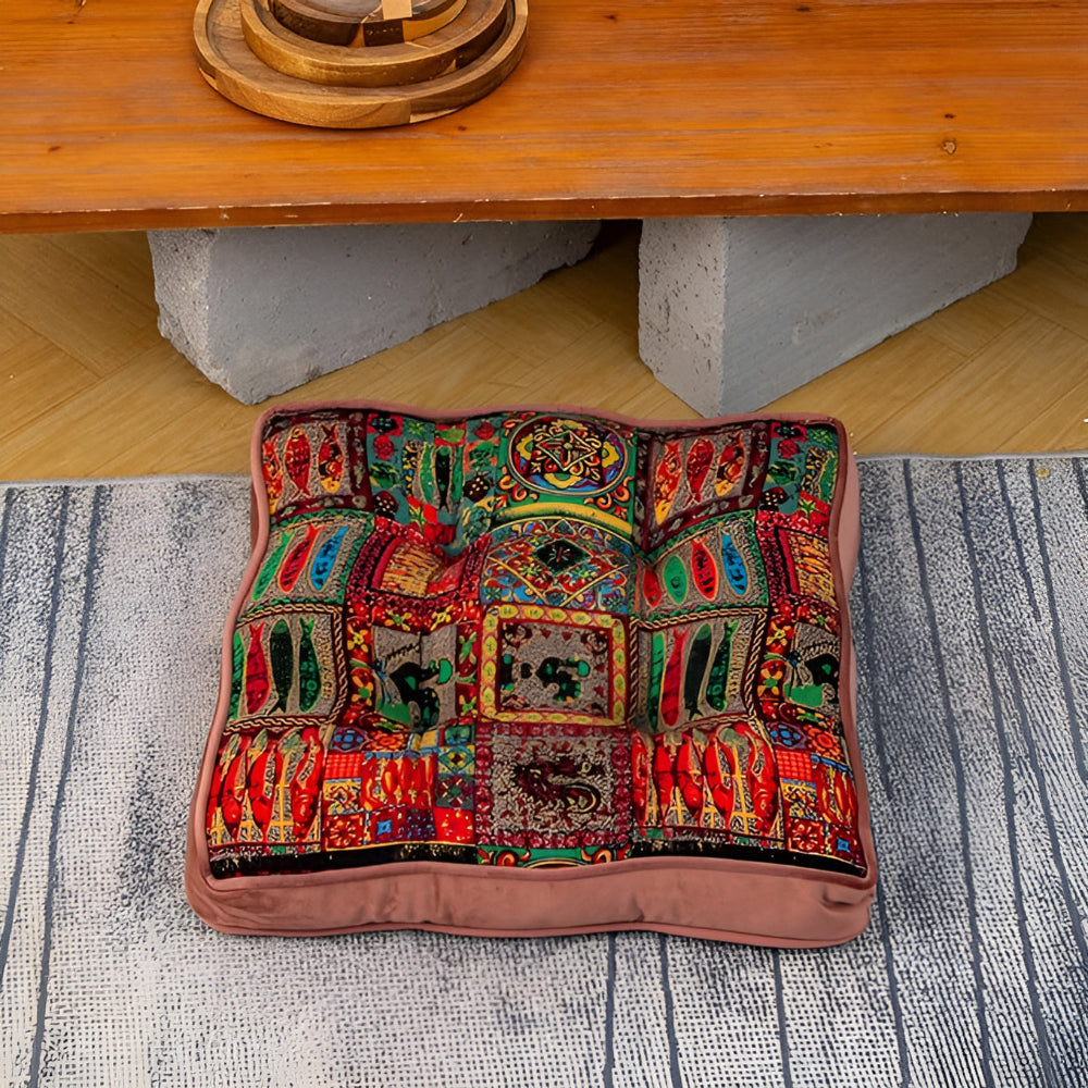 Maroccan inspired tie band cushion