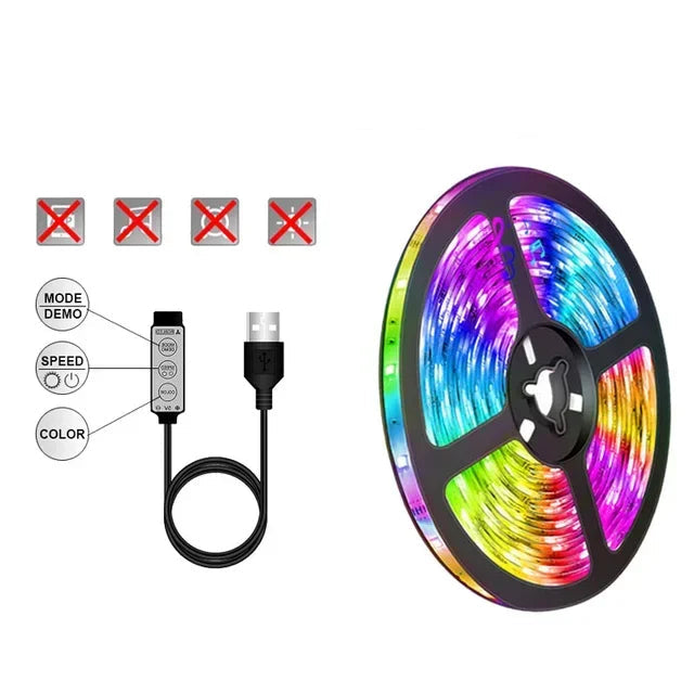 RGB LED-strips med USB-anslutning - färgändringsljus för atmosfär och TV-bakgrundsbelysning