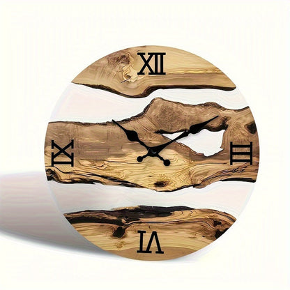 Stylisk akrylväggklocka med naturligt träådringdesign