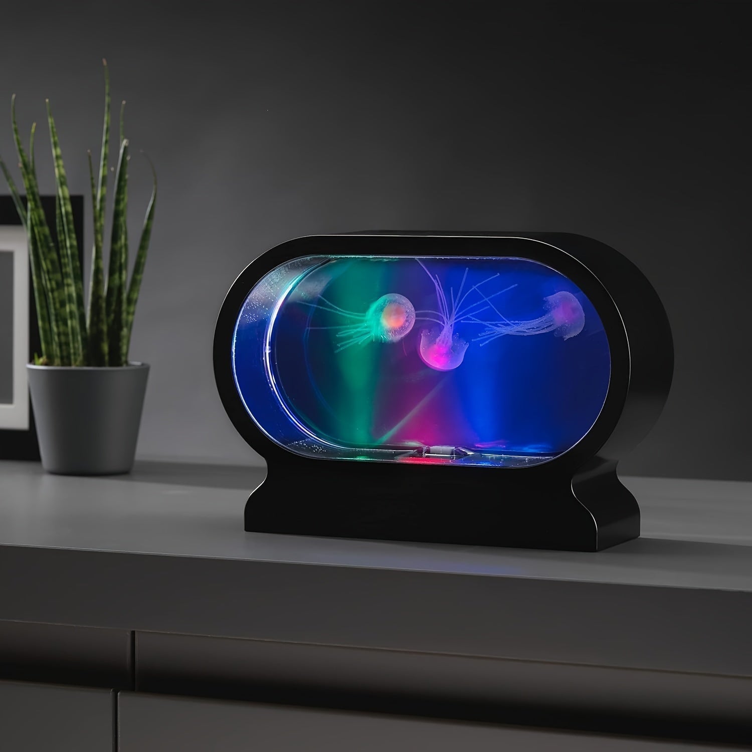 LumiJelly - LED Manet Tafellampa, 3-Färgs Simulering Akvarium Nattlampa, Batteridriven, Dekorativt Ljus