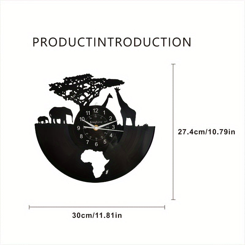 Vinylskivor Väckarklocka - Girafftema, Tyst Klocka, För Vardagsrum, Sovrum, Kök eller Kontor