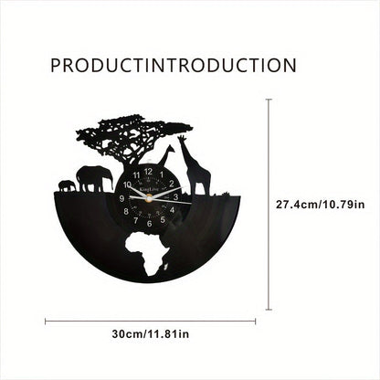 Vinylskivor Väckarklocka - Girafftema, Tyst Klocka, För Vardagsrum, Sovrum, Kök eller Kontor