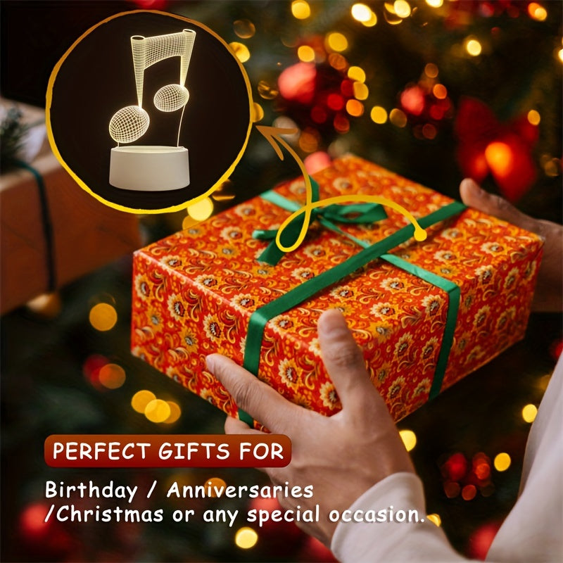 LumiNote - Akryl Musiknot Nattljus, 3D LED Ram, USB-Dreven