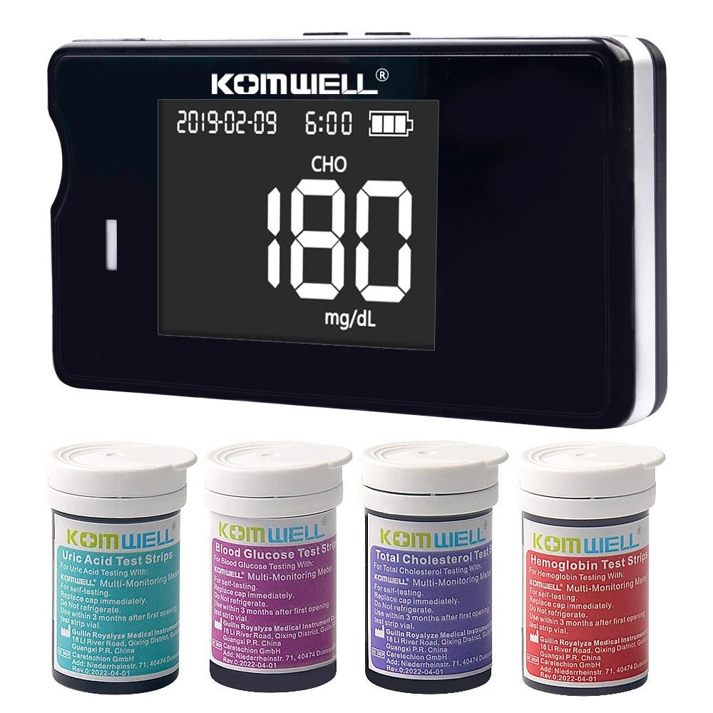 4 I 1 Multifunktionell Hälsmonitor: Kolesterol, Glukos & Urinsyra