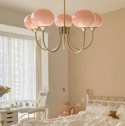Bubble Pink Glass Marshmallow Kandelaber