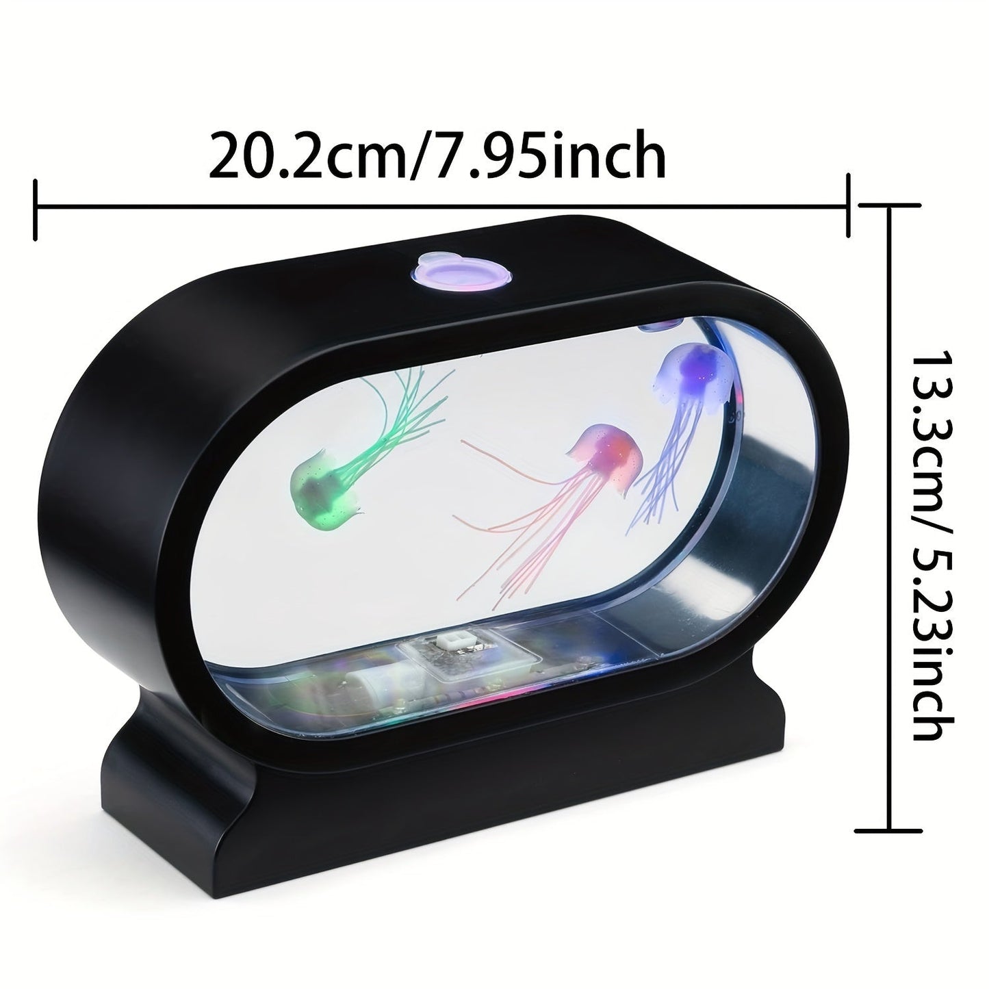 LumiJelly - LED Manet Tafellampa, 3-Färgs Simulering Akvarium Nattlampa, Batteridriven, Dekorativt Ljus