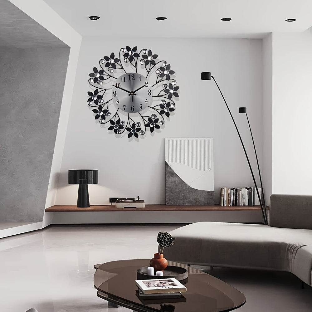 Stille Metallen Väggklocka - Rund Dekorativ Klocka för Vardagsrum