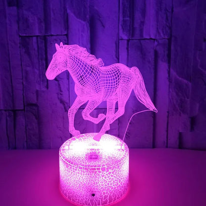 3D LED Hästlampa – Färgglad Nattlampa för Barn och Hästälskare