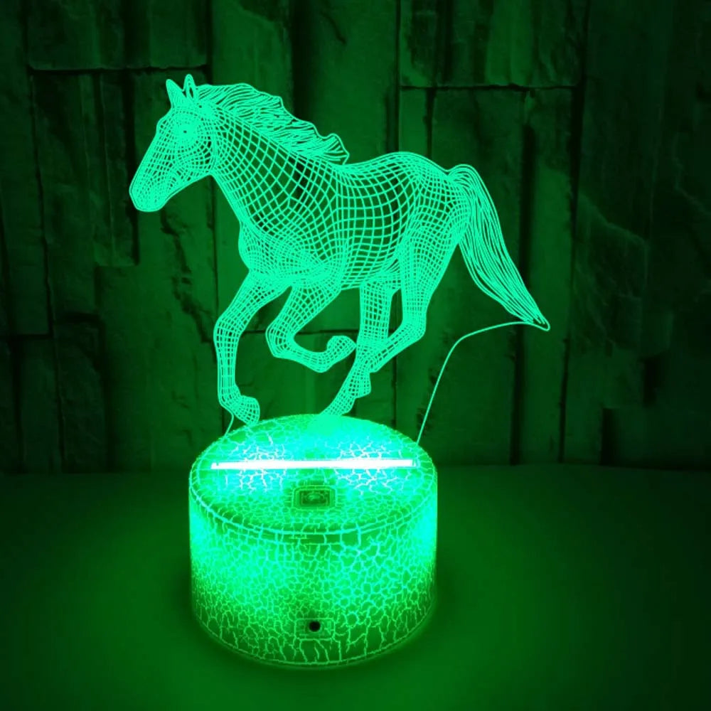 3D LED Hästlampa – Färgglad Nattlampa för Barn och Hästälskare