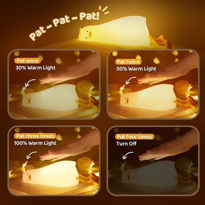 DuckGlow - Söt Anka Sänglampa med USB Uppladdningsbart Batteri och Dimbar Belysning