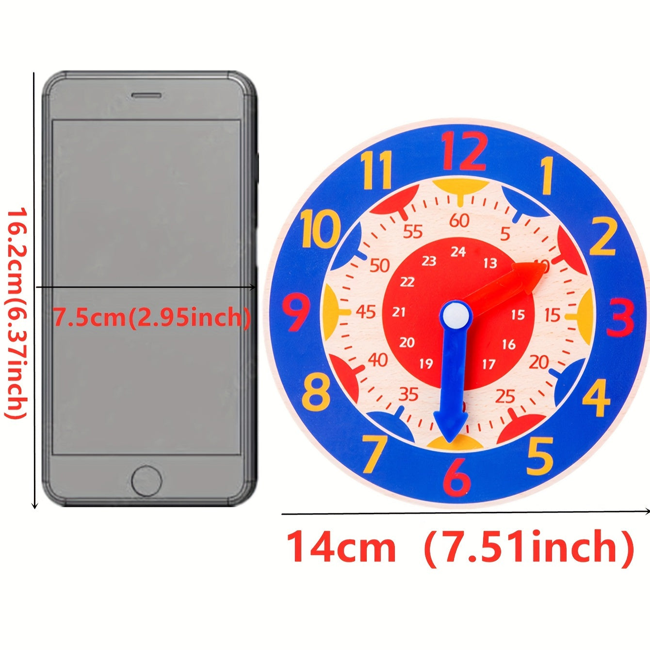 Trä Utbildningsklocka - Spelklocka för Barn för att Lära sig Tiden, Perfekt för Jul- och Halloweenpresenter