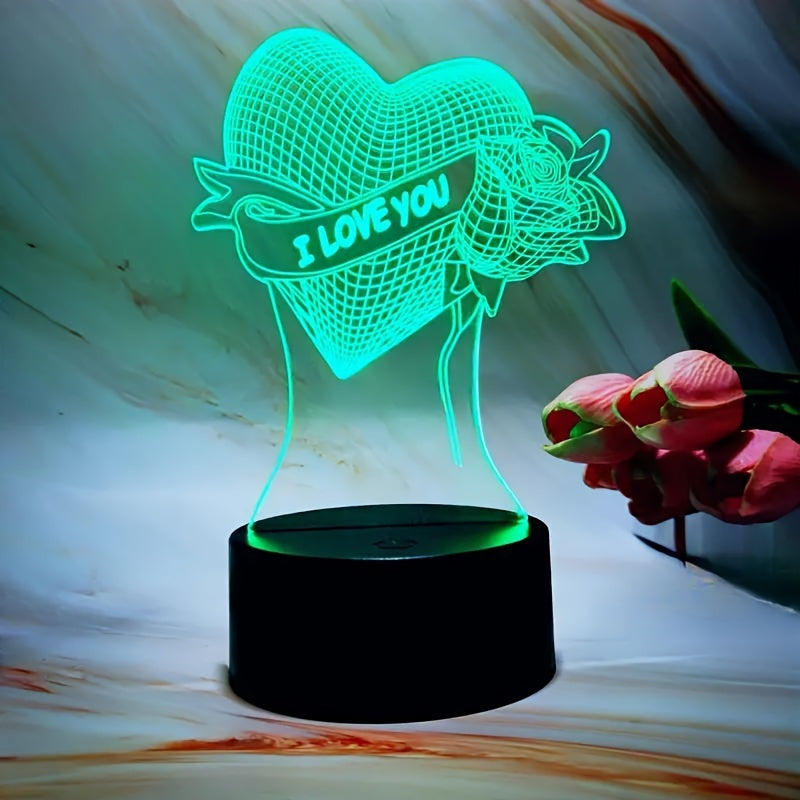 HartLicht - 3D LED Illusionslampa med Touchkontroll, 7 Färger &amp; USB/Batteri Ström