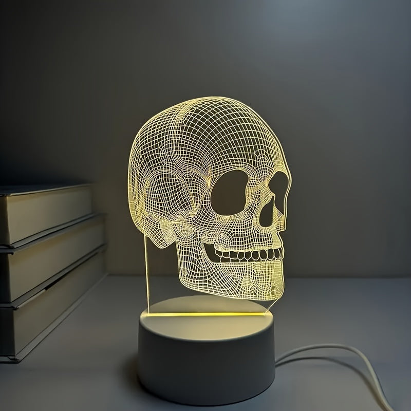 SkullGlow - 3D LED Schedelformad Bordslampa med USB-Strömförsörjning