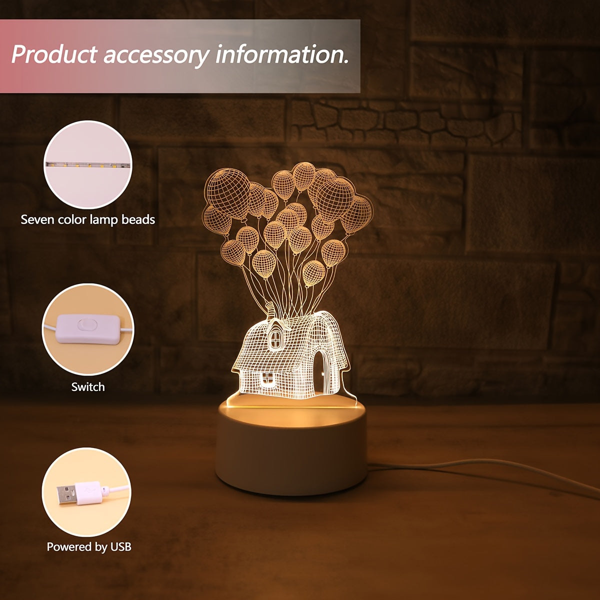 LumiBalloon - 3D LED Ballonghus Nattlampa USB-driven