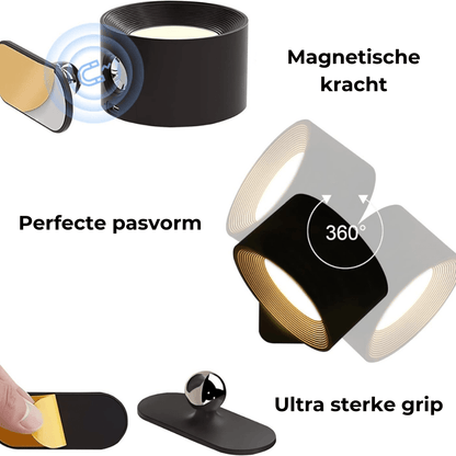 FlexiBeam - Trådlös uppladdningsbar 360° vägglampa