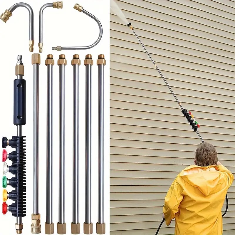 Luxora 4000 PSI Teleskopisk Högtryckstvättstång Set för Ränna &amp; Takavlopp &amp; Väggar Rengöring
