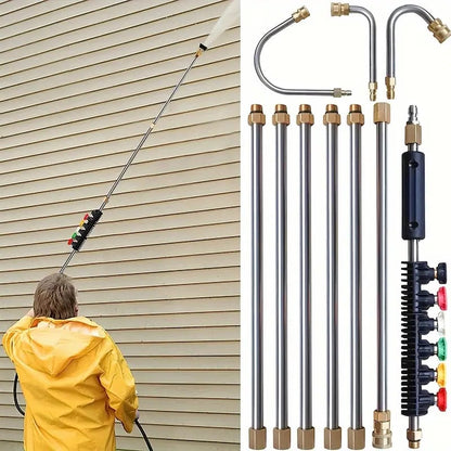 Luxora 4000 PSI Teleskopisk Högtryckstvättstång Set för Ränna &amp; Takavlopp &amp; Väggar Rengöring