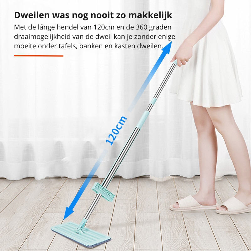 Carvallo FlexiWisch EasyMop | Med vinklad urvridningsfunktion | 2 tvättbara pads | Lätt & kompakt | Används utan hink
