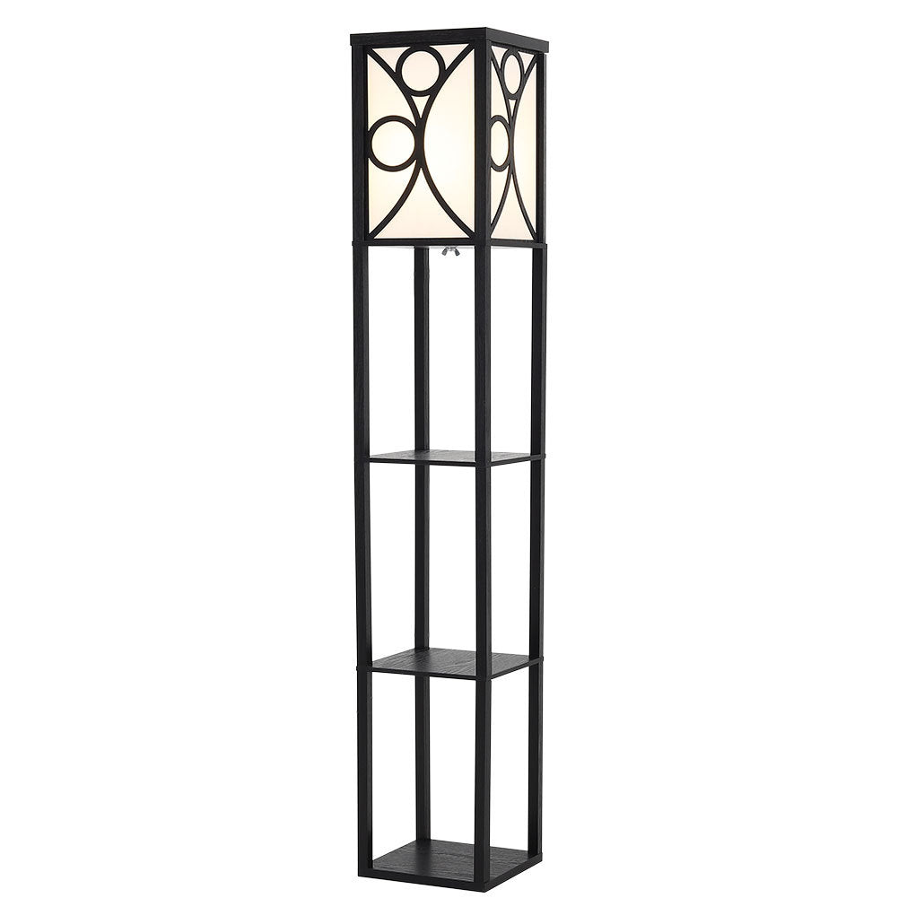 Samtida Golvlampa med Tre Trähyllor