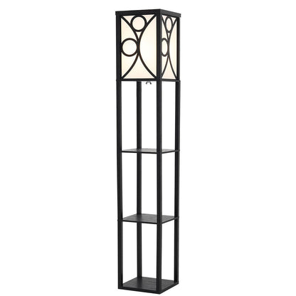 Samtida Golvlampa med Tre Trähyllor