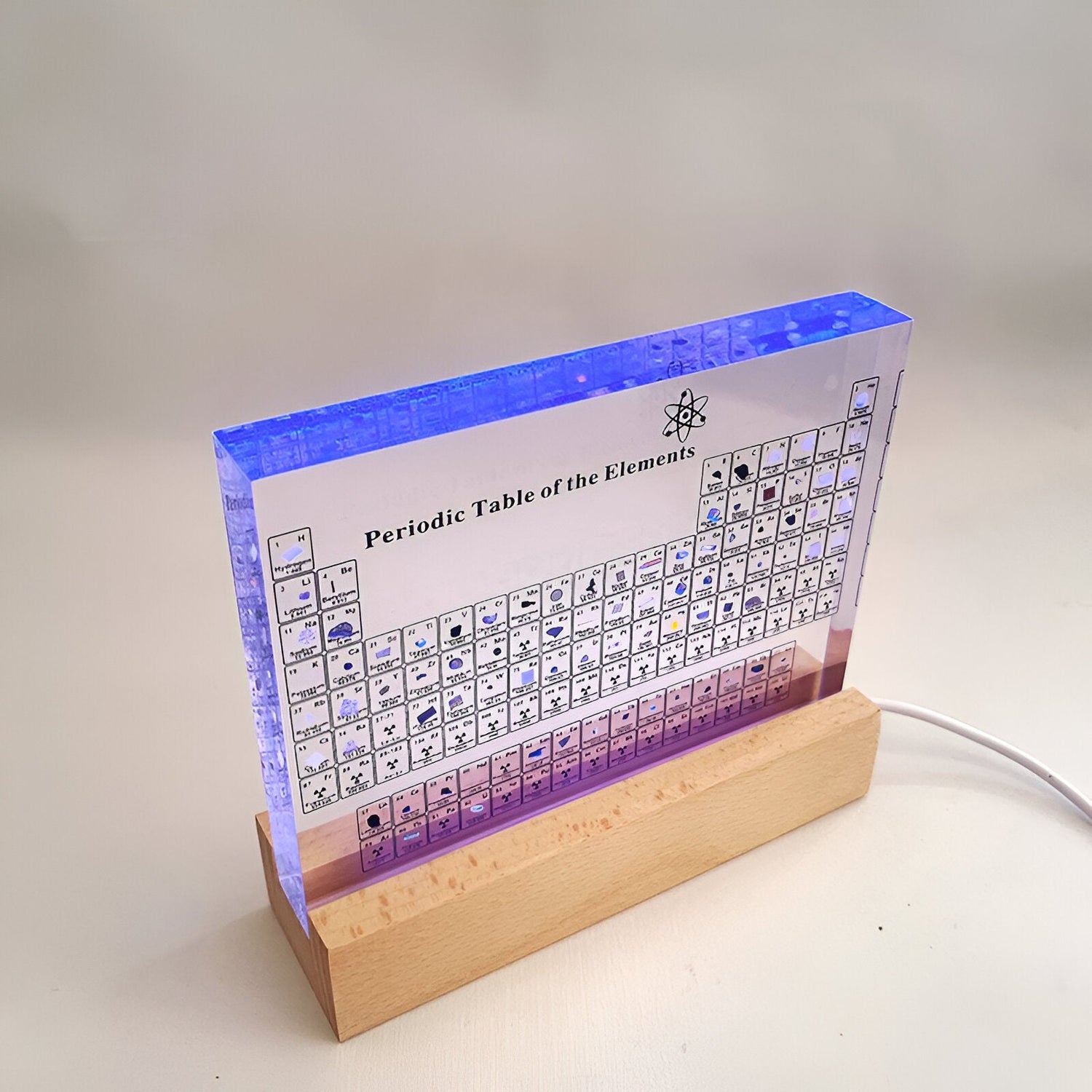 Periodiskt system med riktiga element – Dekorativ akrylskärm
