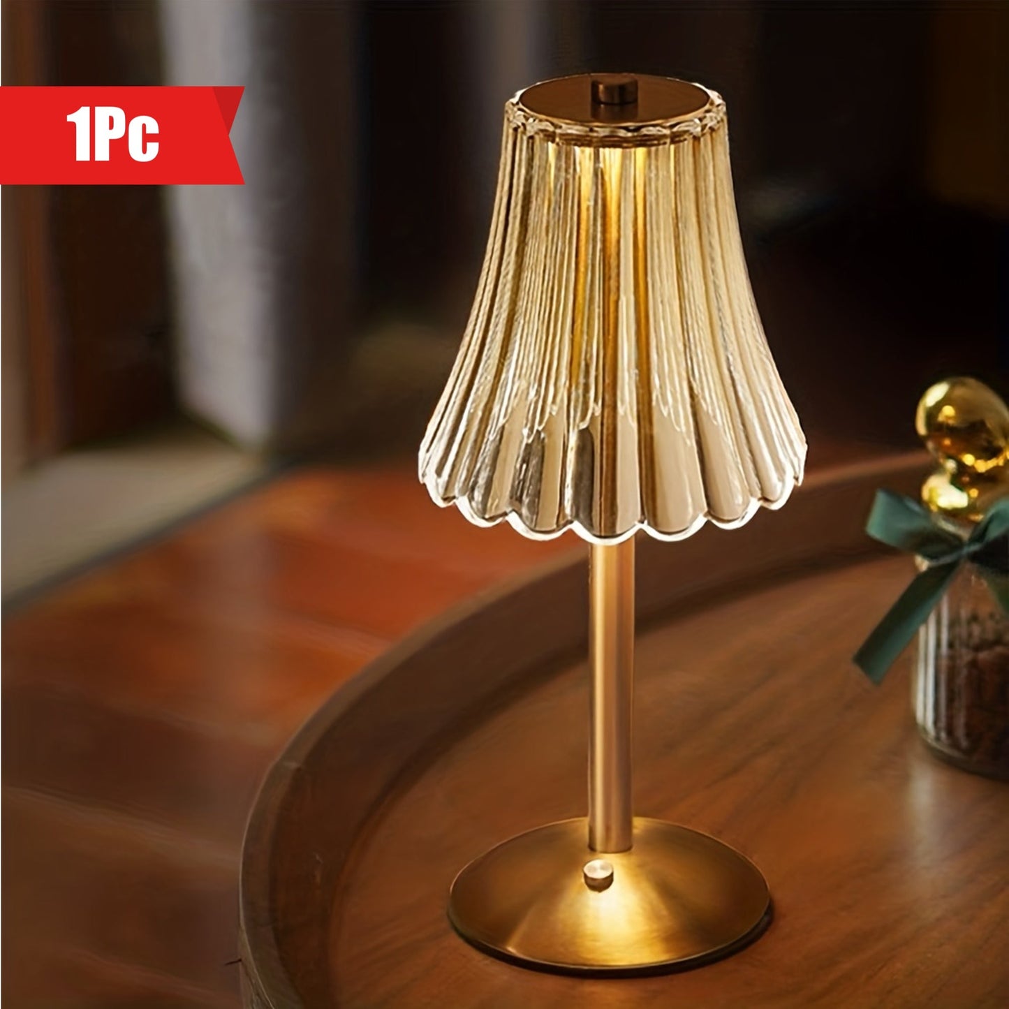 Crystaluxe - LED Kristallbordslampa med Touch-kontroll, Tre färger Ljus