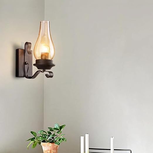Retro industriell järn vägglampa