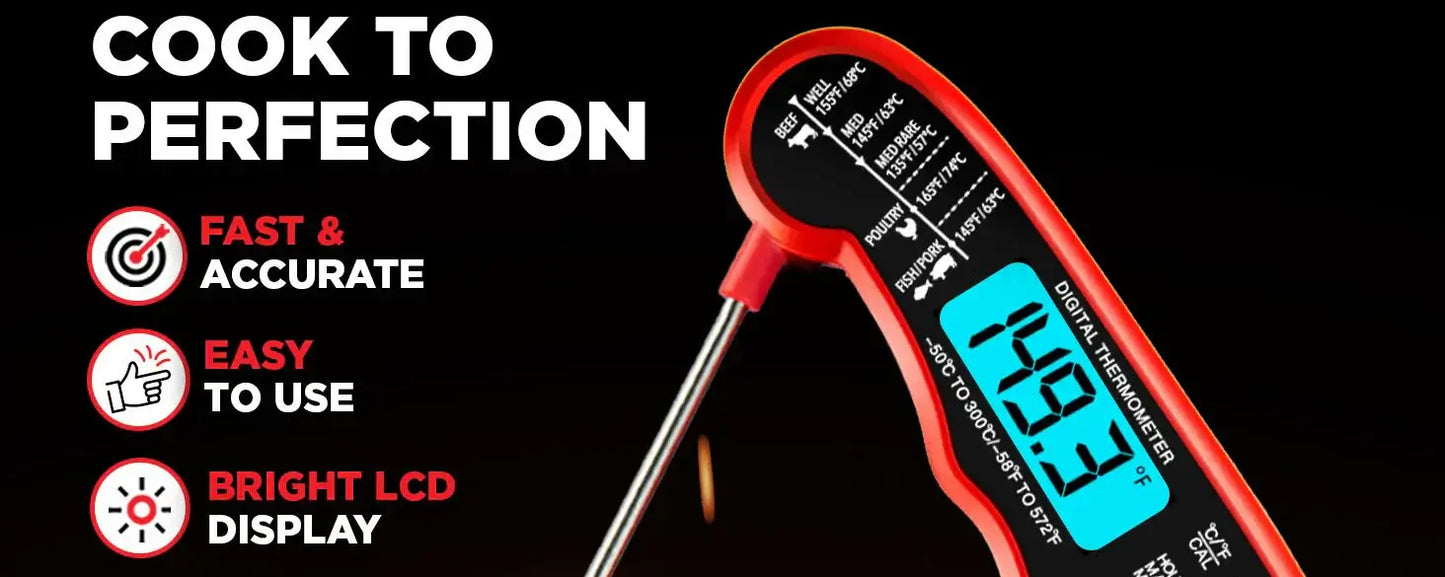 Royallure Instant-Read Kötttermometer, Snabb Digital Probe för Kök & Grillning