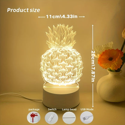 PineGlow - Ananas 3D LED Nattlampa