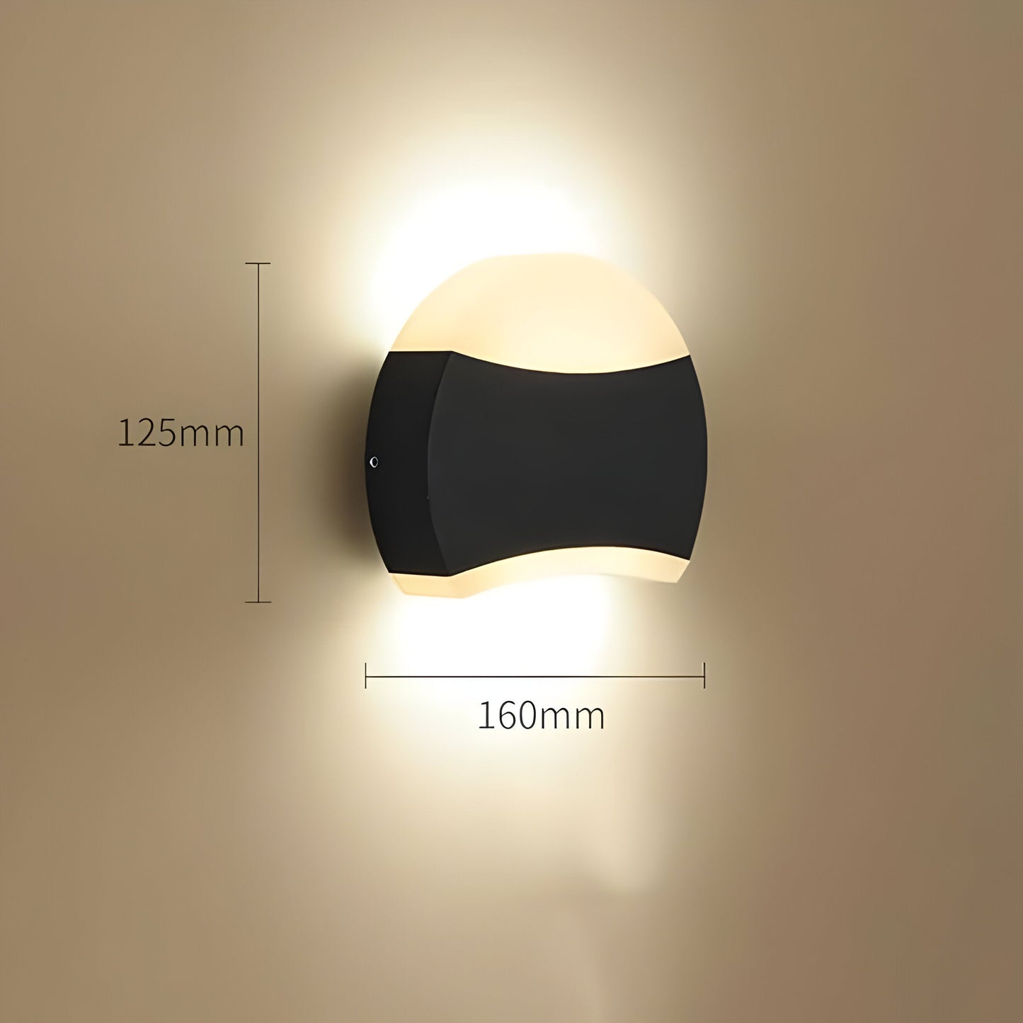 Carvallo LED Utomhusvägglampa | Vattentät IP65 | Modern Up-&-Down-Ljus | Svart | Väggmontering