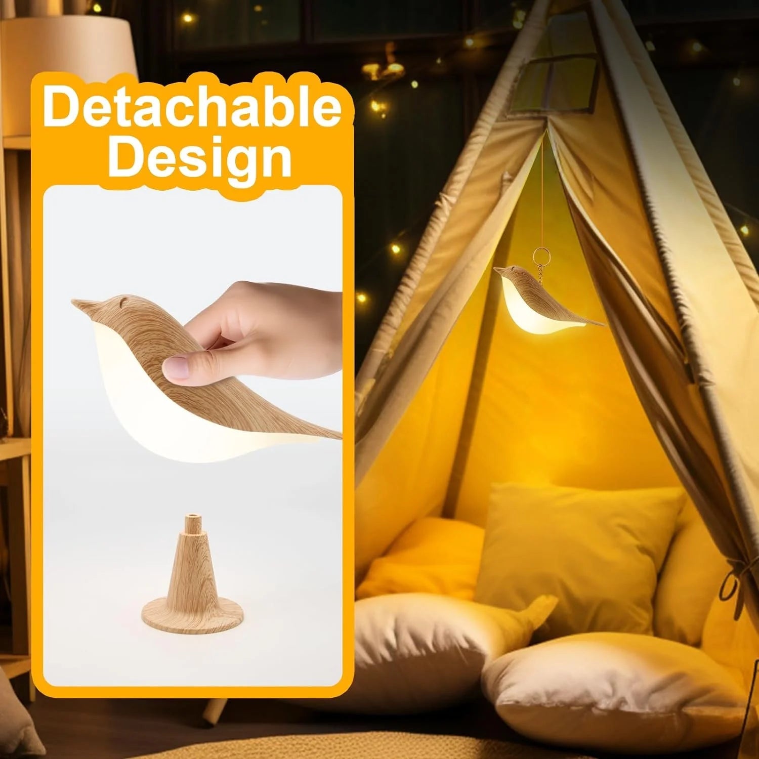 LuxRoyale Touch-Control Diffuser Fågel Nattljus - Uppladdningsbar LED Sänglampa