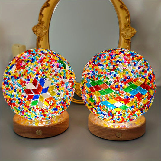 GlassArt - Modern LED Bordslampa med Justerbar Belysning och Färgglad Glaskåpa